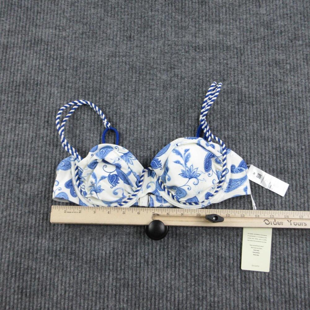 Cupshe Swim Top Womens M White Paisley Halter Padded Lined Built-In Bra NWT